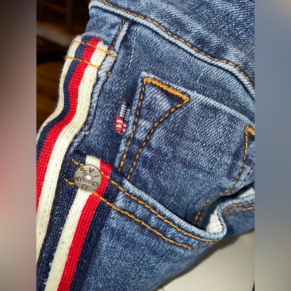 Vigoss Y2K Jeans Jagger Skinny Frayed Step Hem Racing Stripe Fading Sz W26 L2 - Picture 11 of 16